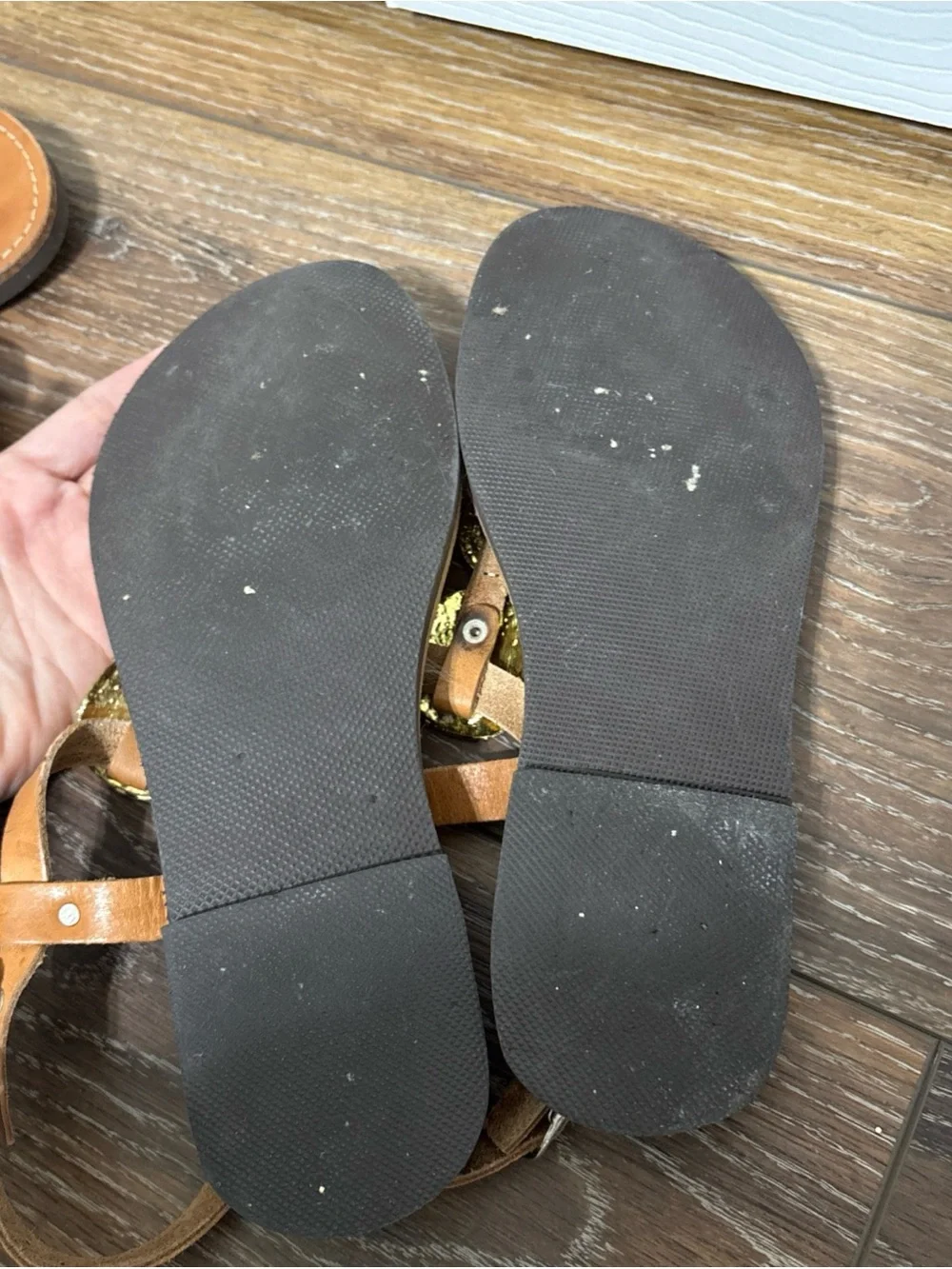 Pagonis Handmade Greek Sandals Brown Leather Bling Strappy Sz 8 Lot of 2 Pairs